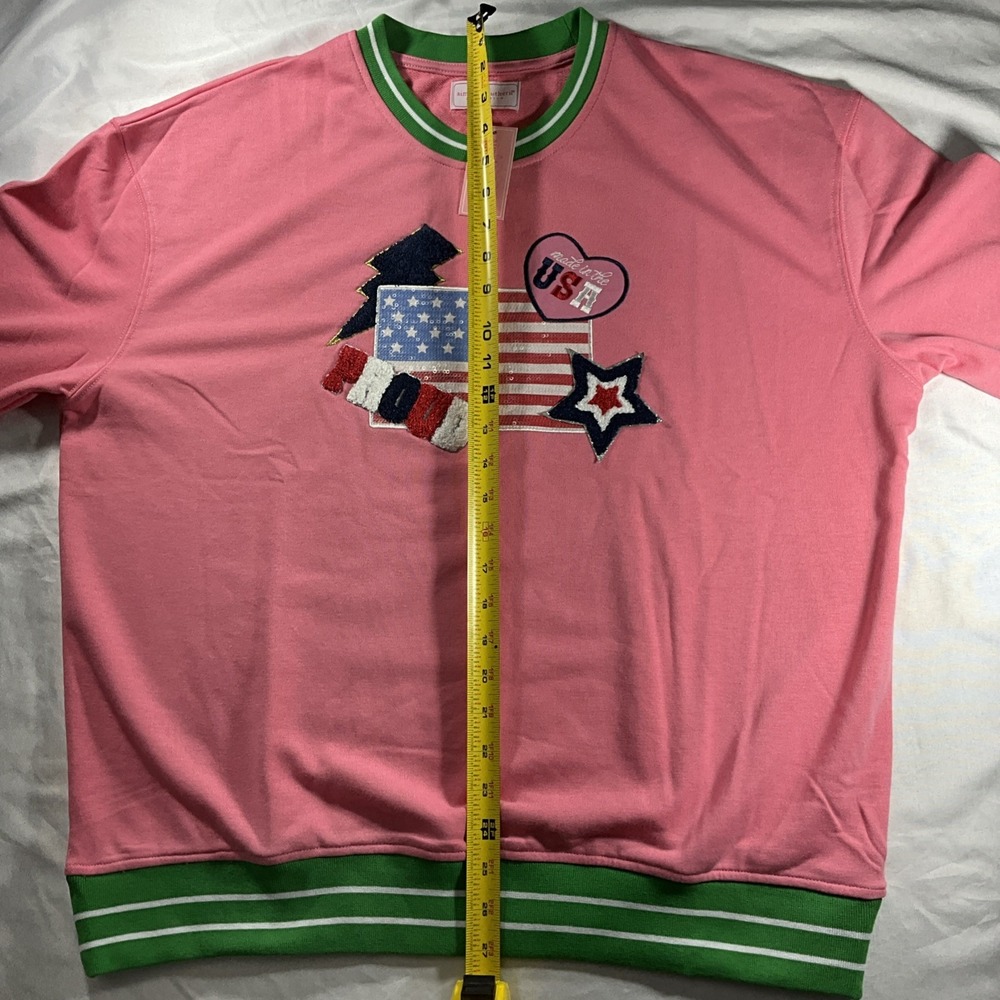 Simply Southern Pink American Made In The USA Flag Sweatshirt Women Large - Picture 8 of 8